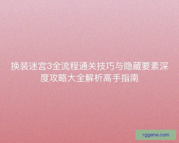 换装迷宫3全流程通关技巧与隐藏要素深度攻略大全解析高手指南