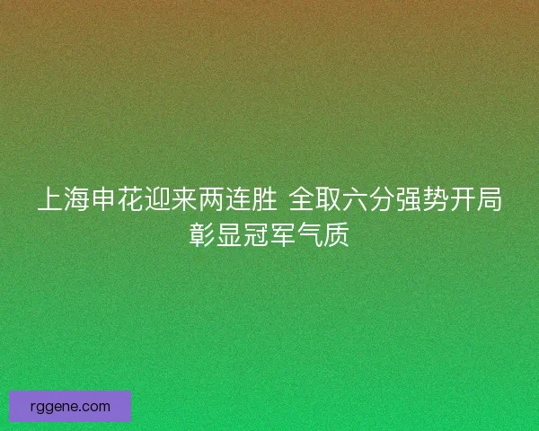 上海申花迎来两连胜 全取六分强势开局彰显冠军气质