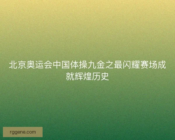 北京奥运会中国体操九金之最闪耀赛场成就辉煌历史